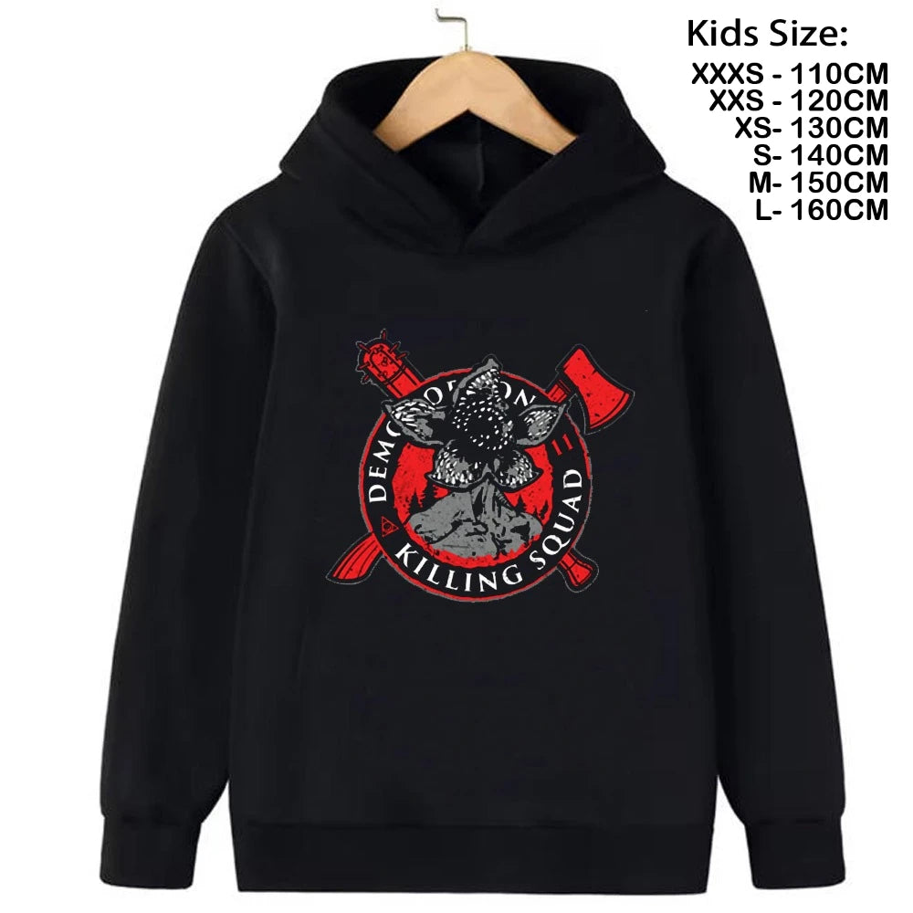 Demogorgon Hawkins Hoodies Kids Cartoon Anime Print Clothes Streetwear Basic Boys Tops Children Sweatshirts