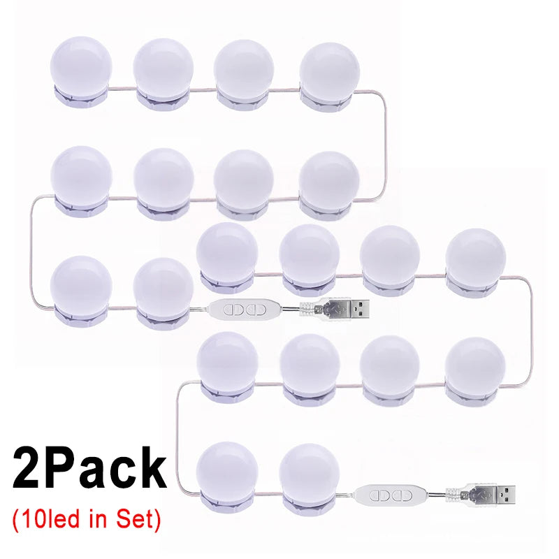 10 LED Detachable Bulbs Professional Makeup Mirror Lamp USB Power Cosmetic Mirror Light Hollywood Dressing Table Vanity Lights