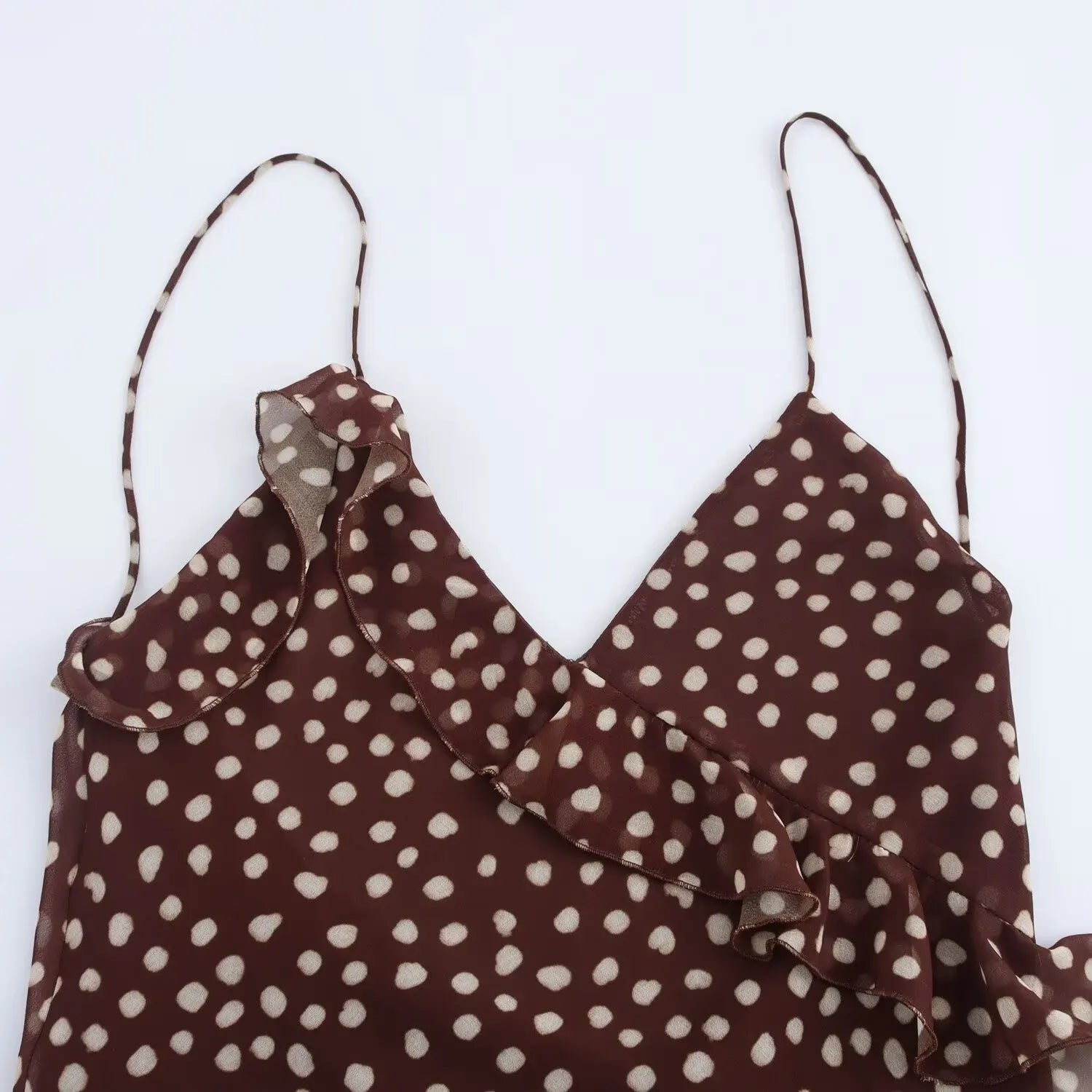 Women's Clothing European And American Style Fashionable Simple Layered Decoration Polka Dot Sleeveless Suspender Retro Dresses