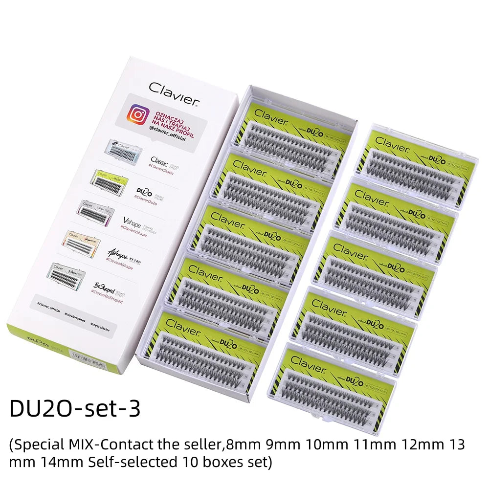 Clavier DU2O 10 Boxes Per Set Eyelashes 20D Cluster Lashes Natural  Extensions False Eyelashes Double The Volume