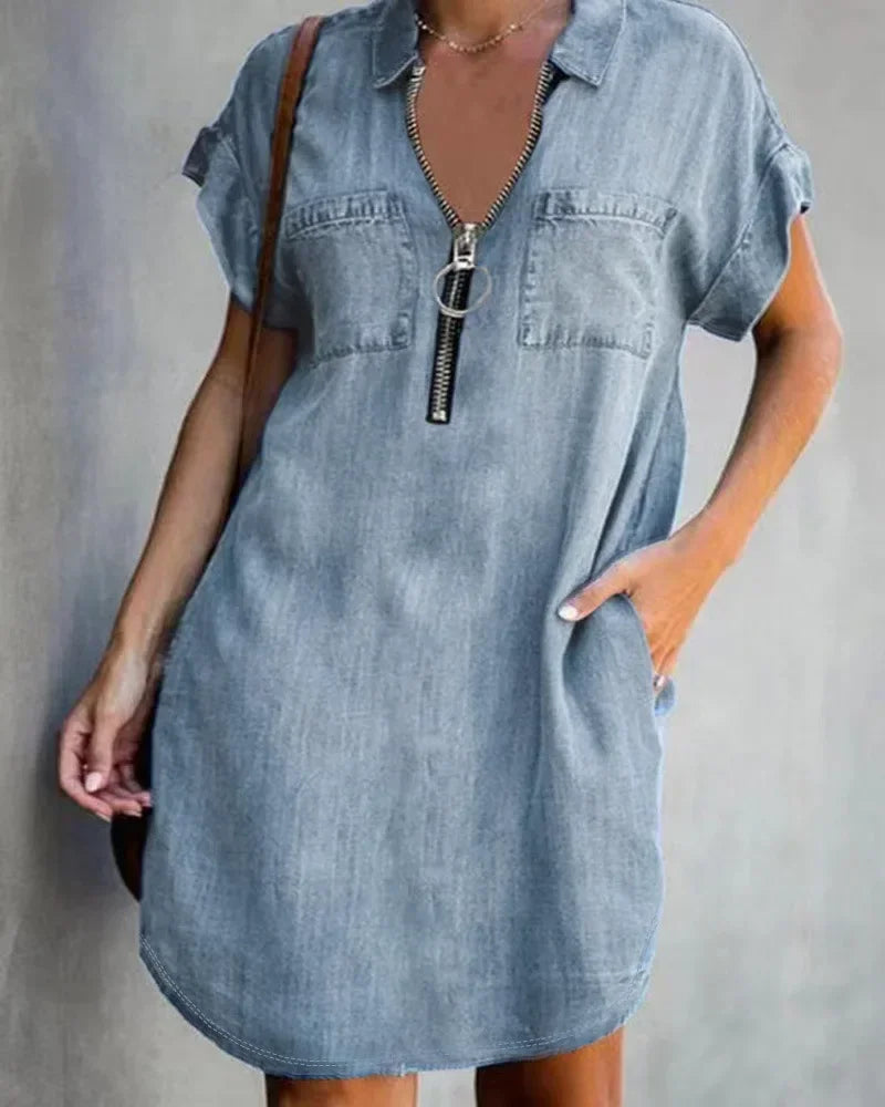 2023 Autumn Women's Dress Large Size Cowboy Style Blue Square Collar Pockets Casual Fashion Ladies Clothes Female Long Dresses