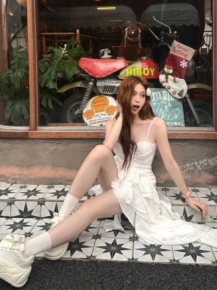 French Sexy Lace Spliced Camisole Dress Summer New Vintage Slim Party Short Dresses Woman Korea Chic Patchwork Y2k Outfits 2026