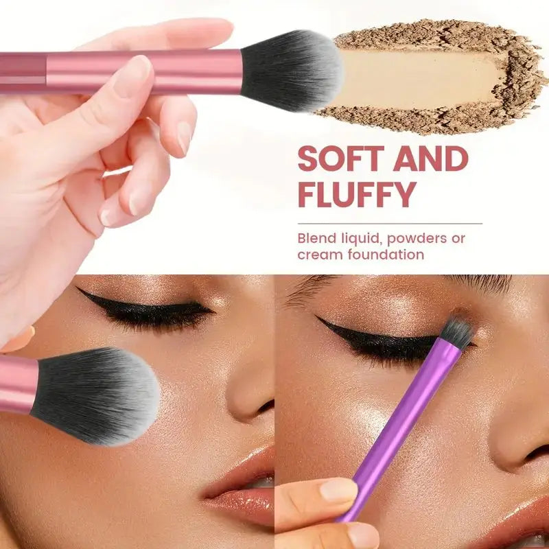 8pcs Pro Makeup Brush Set - Soft, Premium Synthetic Hair, Cruelty-Free, Easy to Clean, Foundation, Blush, Eyeshadow, Cosmetic