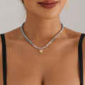 Y2K Heart Beaded Necklace Women Boho Irregular Crystal Class Gravel Clavicle Chain Cool Y2K Choker Exquisite Fashion Jewelry