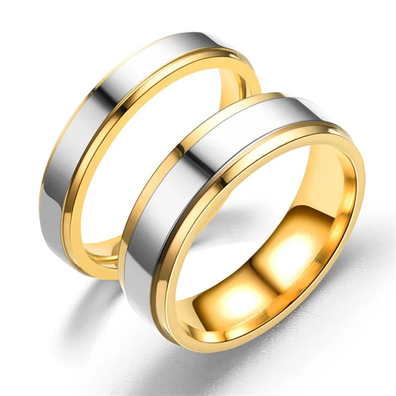 Fashion Design Stainless Steel Wedding Ring Couple 4/6mm Width Rings For Women Men Memorial Day  Jewelry Valentine's day Gifts