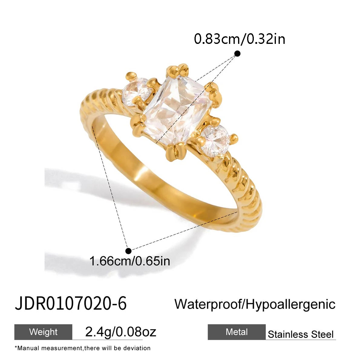 Youthway Geometric Zircon Rings For Women Minimalist 18K Gold Plated Stainless Steel Rings Simple Fashion Jewelry Christmas Gift