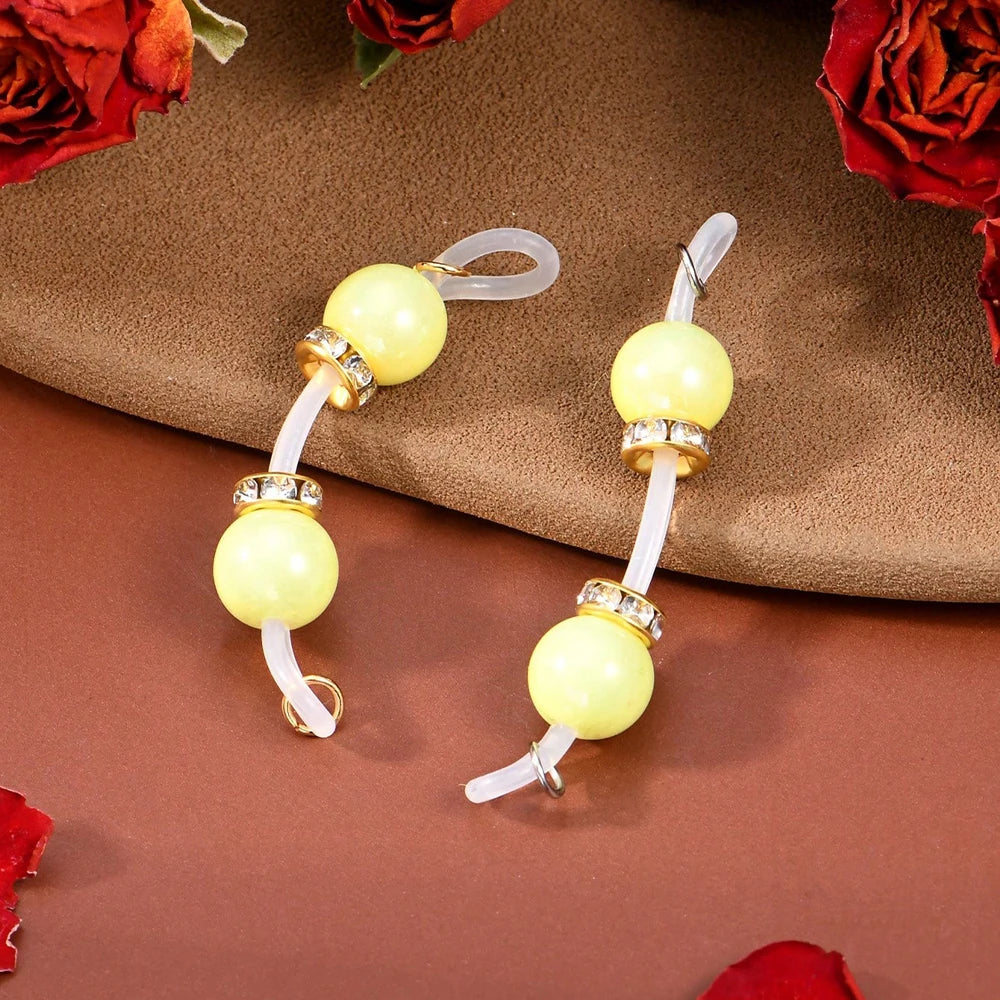 1Pair Fake Nipple Rings,Adjustable Fit Daily Wear Nipple Nooses,8mm Candy Beads, Faux Nipple Piercing Non Pierce Faux Barbells