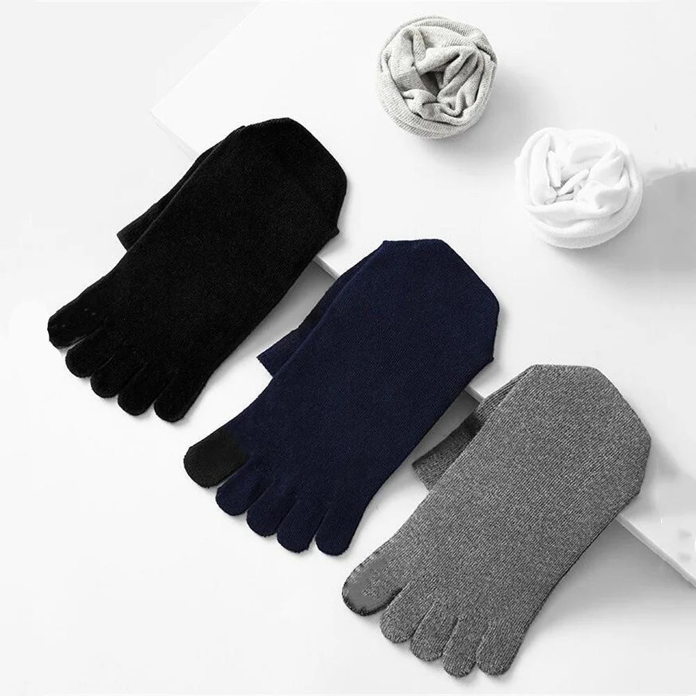 5 PAIRS Pure Cotton Five Fingers Socks Men Pack Sweat-absorbing Summer Thin Sports Split Toe Socks Mid Tube Meias