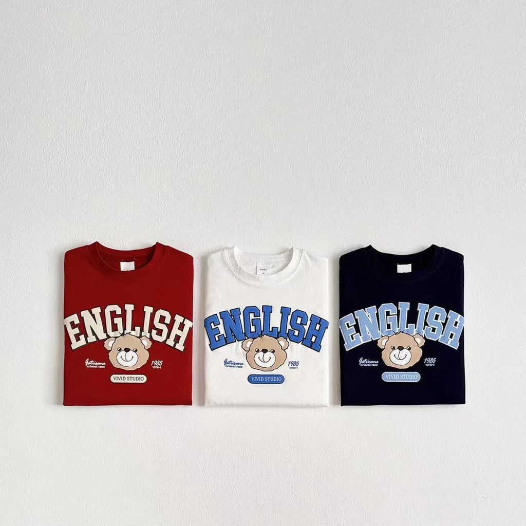 Summer Clothes Cartoon Beat T-shirt Solid Color Versatile Tees Boys And Girls Short Sleeve Tops Pure Cotton Tees For Children