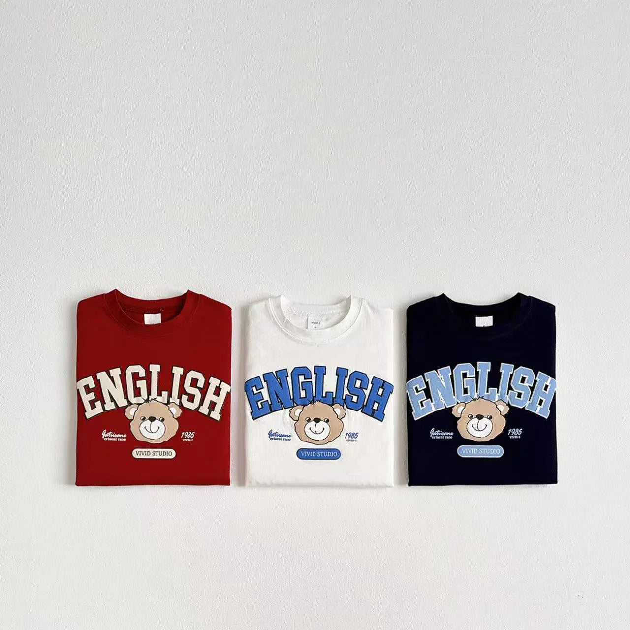 Summer Clothes Cartoon Beat T-shirt Solid Color Versatile Tees Boys And Girls Short Sleeve Tops Pure Cotton Tees For Children