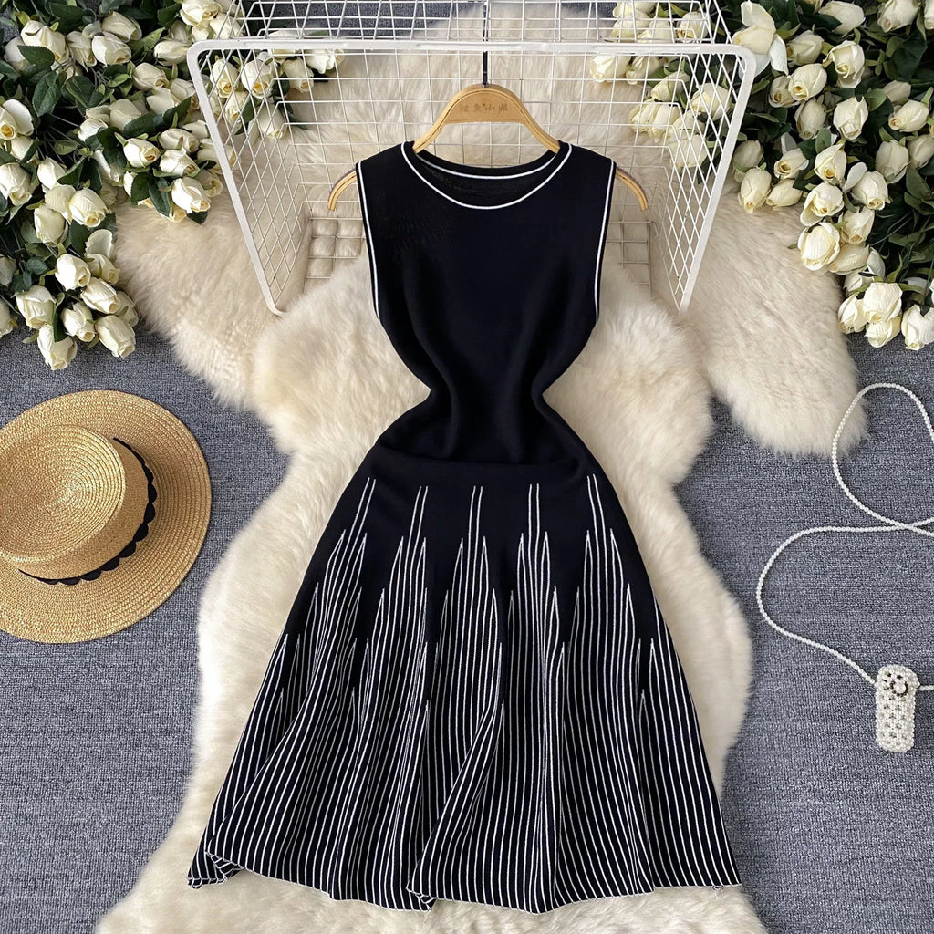Mini Dress Women Dresses A Line Bodycon Vestidos Streetwear Sleeveless Round Neck Elegant Knitted Y2k Party Club Slim Fit 2025