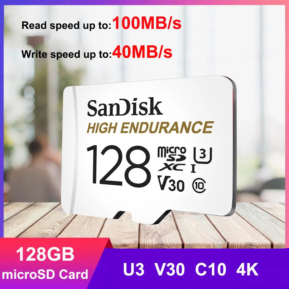 SanDisk MicroSD Memory Card 32GB MicroSDHC 64GB 128GB 256GB MicroSDXC C10 U1 V30 U3 TF Cards for Dash Cam Home Video Monitoring