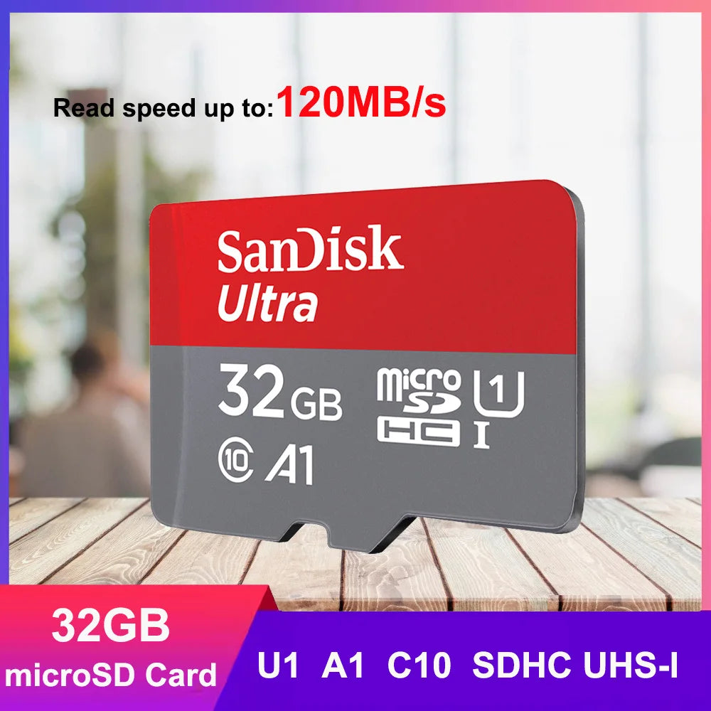 SanDisk MicroSD Memory Card 32GB MicroSDHC 64GB 128GB 256GB MicroSDXC C10 U1 V30 U3 TF Cards for Dash Cam Home Video Monitoring