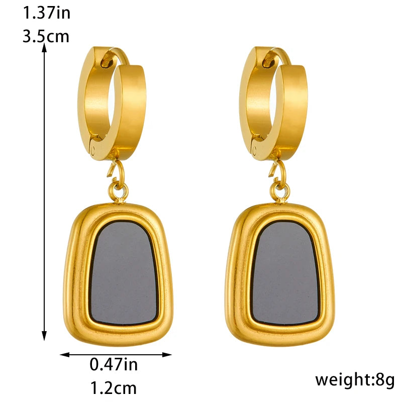 DIEYURO 316L Stainless Steel Black White Geometric Necklace Bracelets Earrings For Women New Trendy Jewelry Set Wedding Gift