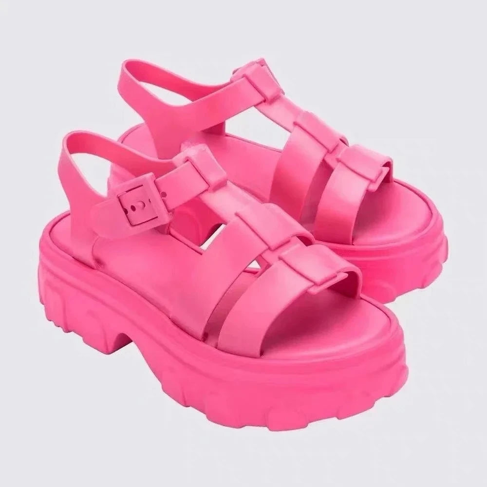 Mini Melissa  Women's Shoes Summer Adult Girls Open Toe Roman Matsu Thick Sole Sandals Ladies Breathable Beach Shoes Casual Shoe