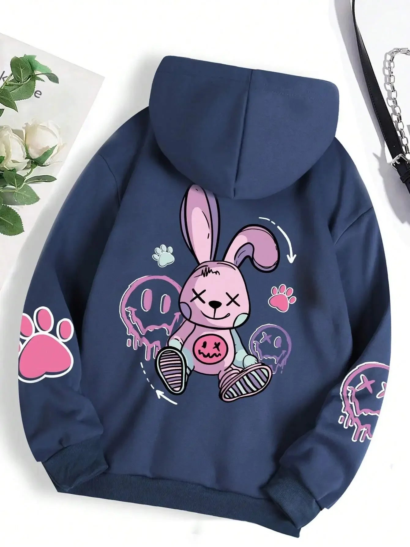Women Hoodies Hip Hop Street Casual Printed Female Hoodies Oversize Fashion Loose 2025 Sweatshirts Autumn Warm Fleece Clothing