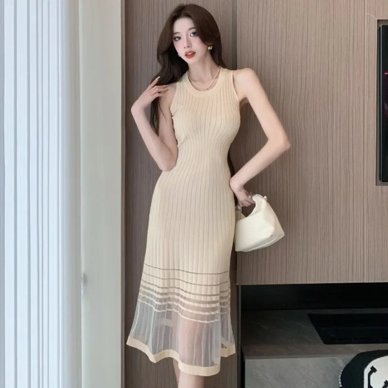 Dresses for Women Black SMidi Woman Dress Party Evening Night Club Prom Casual Youth G Fashion Summer 2025 Retro Sensual Sexy X