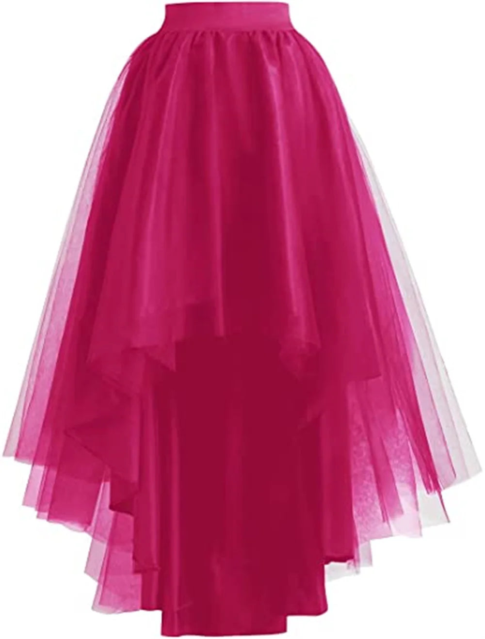 MisShow Gothic Punk Hi-Lo Tulle Maxi Women Skirt Elastic Waist High Low Mesh Net Costume Party Prom Cocktail Long Tutu Dress