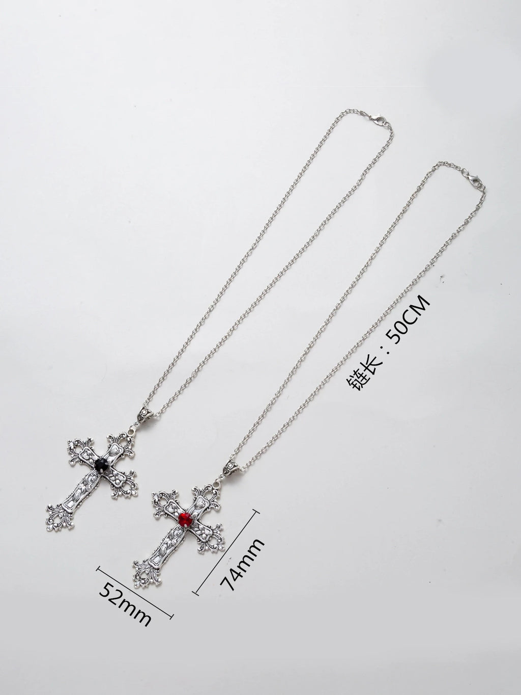 Y2K Punk Crystal Big Cross Pendant Necklaces for Women Men Gothic Irregular Cross Clavicle Chain Necklaces Jewelry