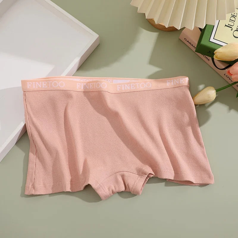 Seamless Women Cotton Boxers Underwear Ice Silk Shorts Solid Color Ladies Soft Boyshorts Plus Size M/L/XL