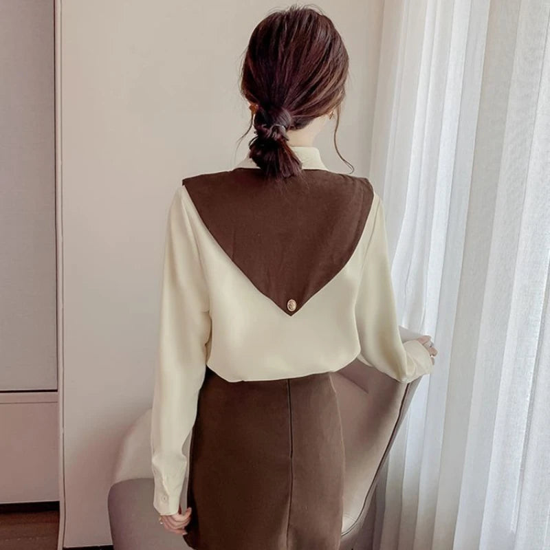 Shirts & Blouses For Women Wear To Work Korean Style Formal Dress Tall Elegant And Youthful Corduroy Woman Top Office Outfits