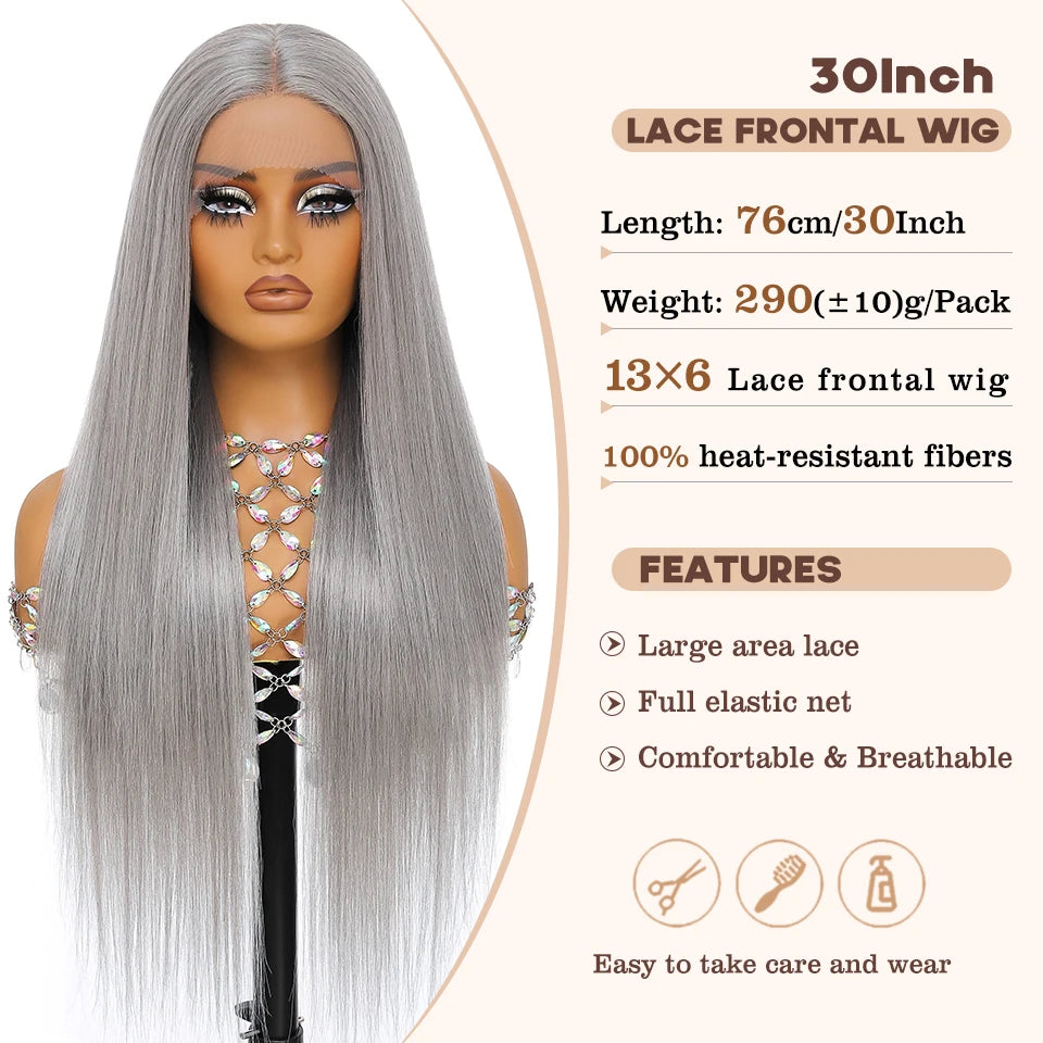 HD Lace Front Wig, Blend Hair 13X6 Lace Wig Pre Plucked Glueless Synthetic Heat Resistant Long Straight Black and Blonde Wigs