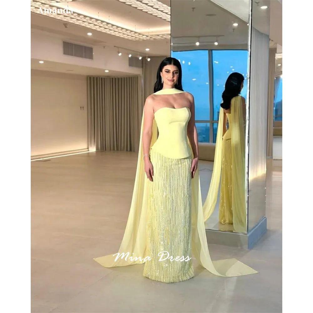 Mina Customized Beads Prom Dresses Elegant Evening Party Dresses for Special Occasions Piglet Breast Two Pieces Without Straps