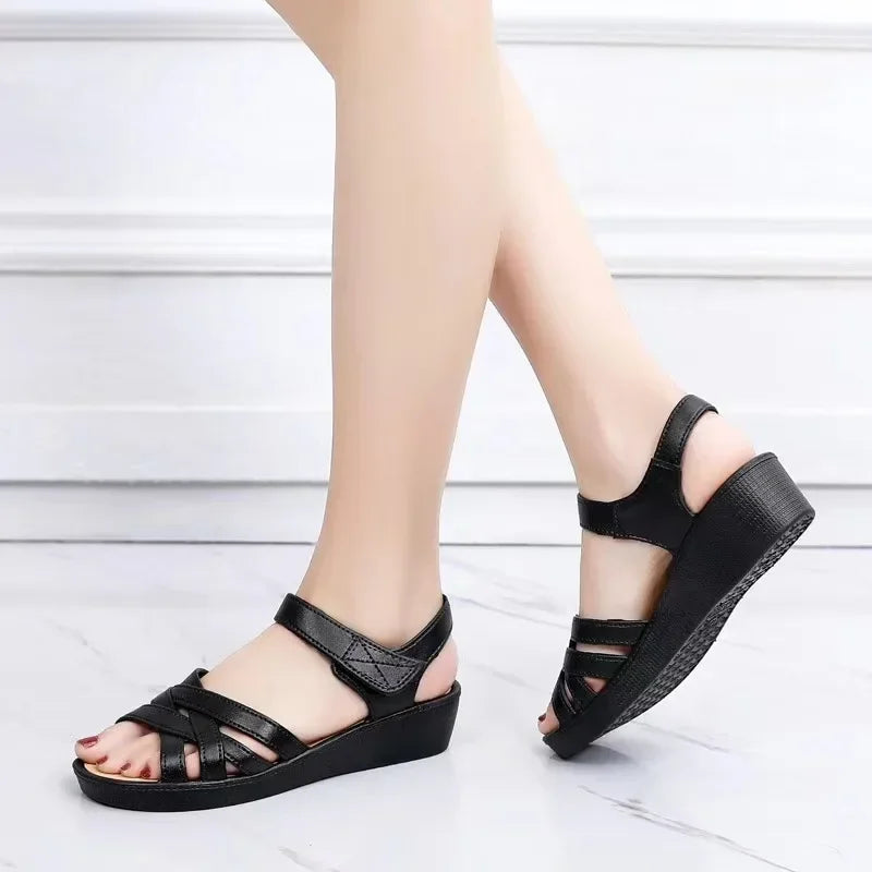 Women Sandals Summer Shoes 4cm Heels Sandals for Wedges Casual Pu Platform Shoes Wholesale 2024