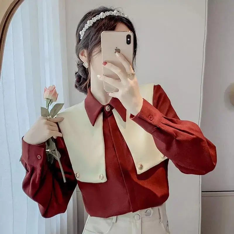Shirts & Blouses For Women Wear To Work Korean Style Formal Dress Tall Elegant And Youthful Corduroy Woman Top Office Outfits