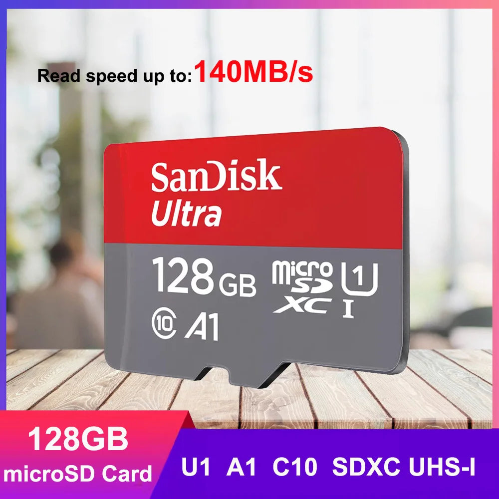 SanDisk MicroSD Memory Card 32GB MicroSDHC 64GB 128GB 256GB MicroSDXC C10 U1 V30 U3 TF Cards for Dash Cam Home Video Monitoring