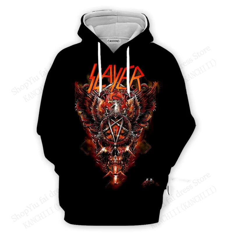Slayer Hoodie Rock Band Slayer 3d Print Hoodies Men Women Fashion Oversized Hoodie Sweatshirt Women Sweats Men's Clothing Skull