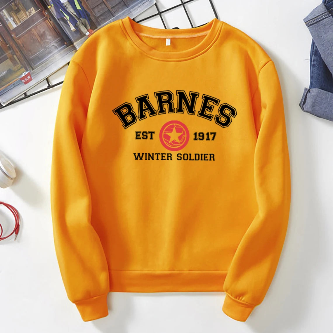 2025 Vintage Bucky Barnes Sweatshirt Barnes 1917 Hoodies Sebastian Stan Pullover Superhero Inspired Unisex Crewneck Sweatshirts
