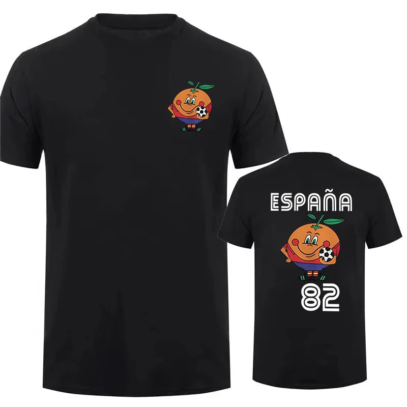 Naranjito T Shirt Men's Women's T-Shirt Crewneck Espana 82 Spain Mascot 1982 Soccer Football Tee Shirt Short Sleeve Casual Tops