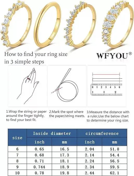 New 4pcs 14k Gold Plated Stacking Rings with Shining Zirconia - Perfect ForWeddings, Parties, and Everyday Wear