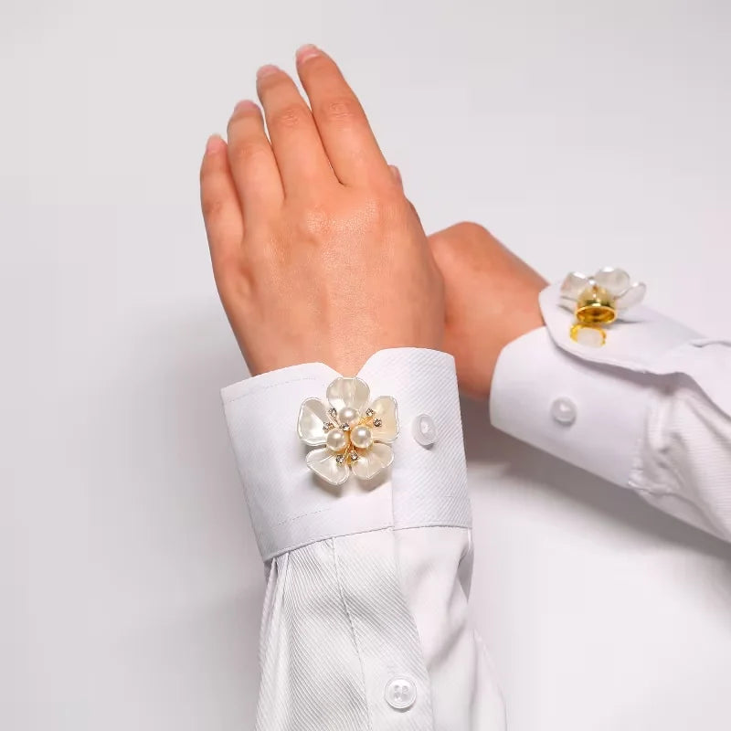 Button Cover Clips, 3D Floral Rhinestone Design for Shirts Dresses, Valentine's Christmas Gift Giving