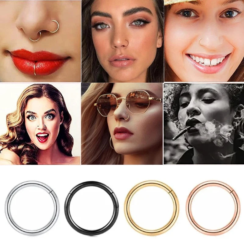Simple Stainless Steel Nose Ring for Women Ear Tragus Cartilage Helix Piercing Lip Nariz Septum Ring Piercing Sexy Body Jewelry