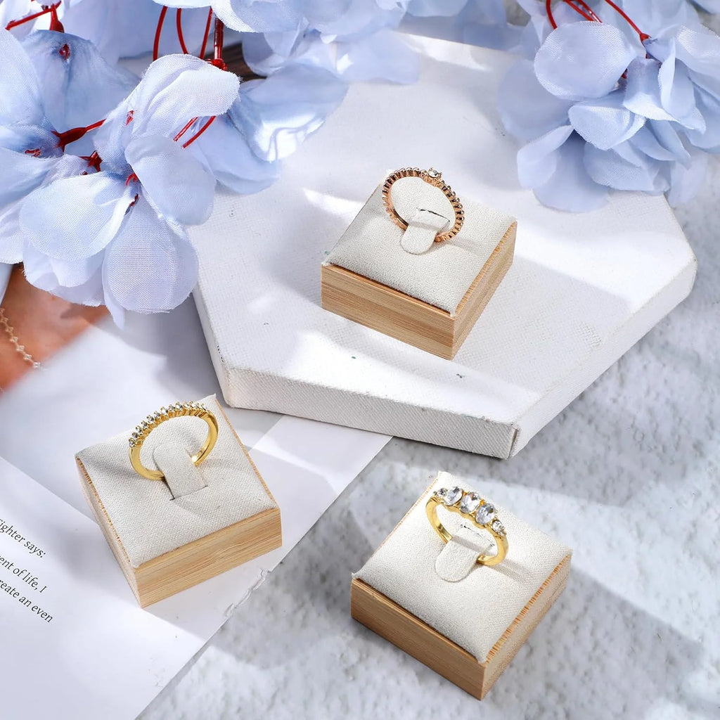 Wooden Ring Display Stand Rings Organizer Jewelry Holder Jewelry Show Props Jewelry Box Packaging Leather And Velvet Case