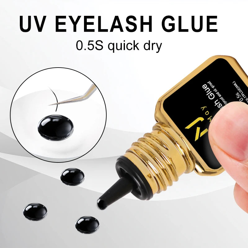 JOMAY 5ml Lashes Adhesive 0.5S for Eyelash Extension UV Glue Long-Lasting Retention 75days UV Black Glue for Eyelash Extension