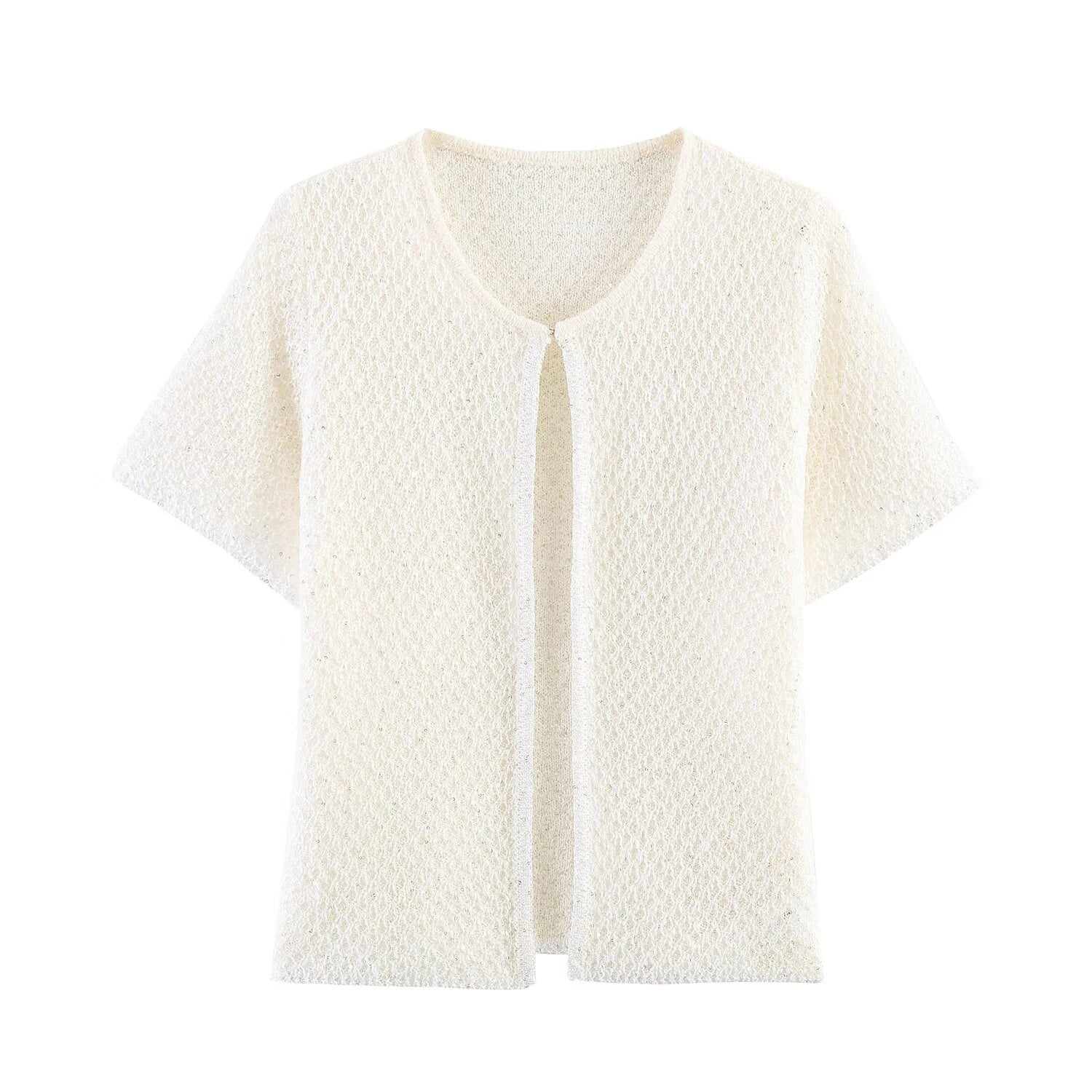 Women's Clothing 2025 New Style European And American Fashion Simple Pearl Decoration Knitted Top Knitted Vest