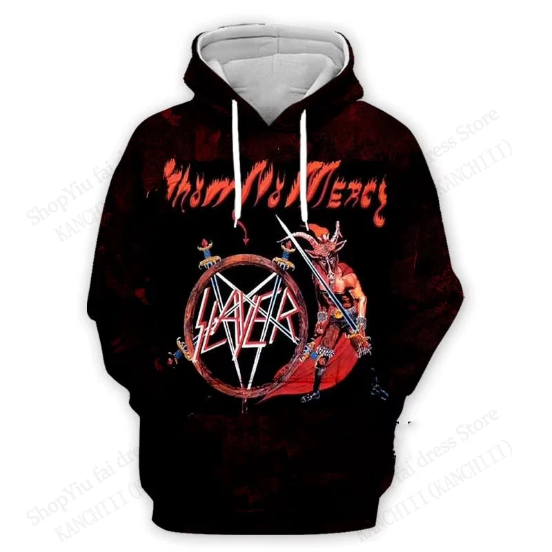 Slayer Hoodie Rock Band Slayer 3d Print Hoodies Men Women Fashion Oversized Hoodie Sweatshirt Women Sweats Men's Clothing Skull