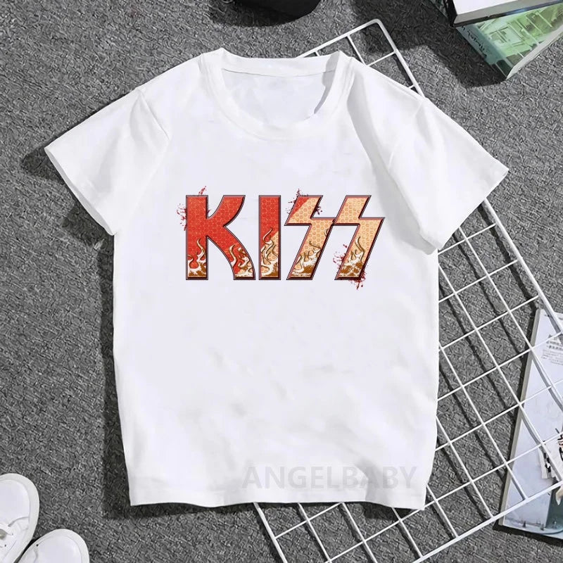 Stormtrooper Fans Kiss Rock Band Print Fashion Kids T shirt Girls Summer Tops Baby Boys Clothes Children Short Sleeve T-shirts