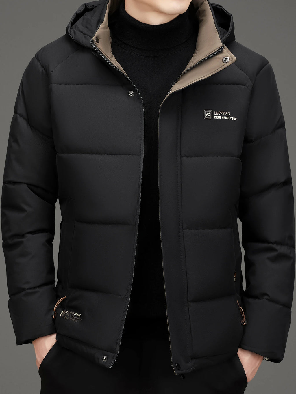 Men's warm jacket with detachable hood, casual business outdoor sports thick men's clothing, new winter style