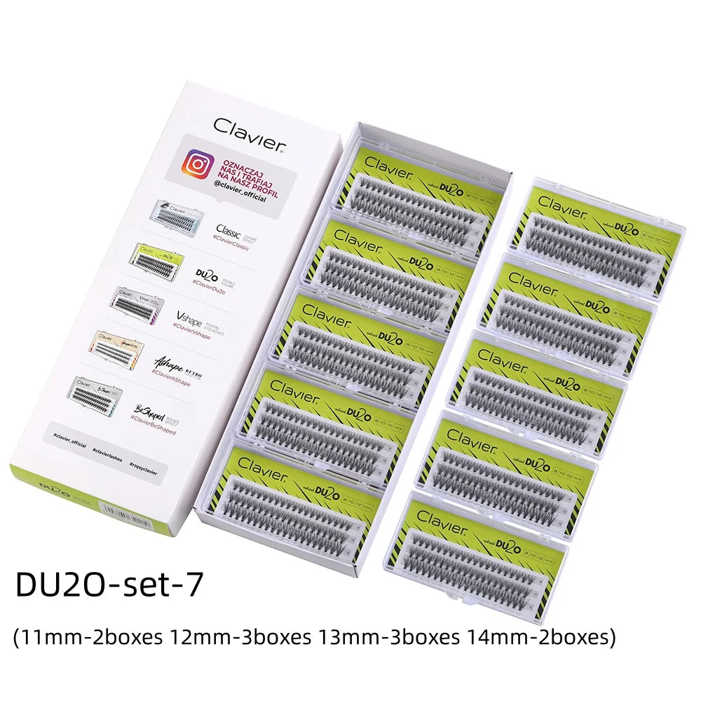 Clavier DU2O 10 Boxes Per Set Eyelashes 20D Cluster Lashes Natural  Extensions False Eyelashes Double The Volume