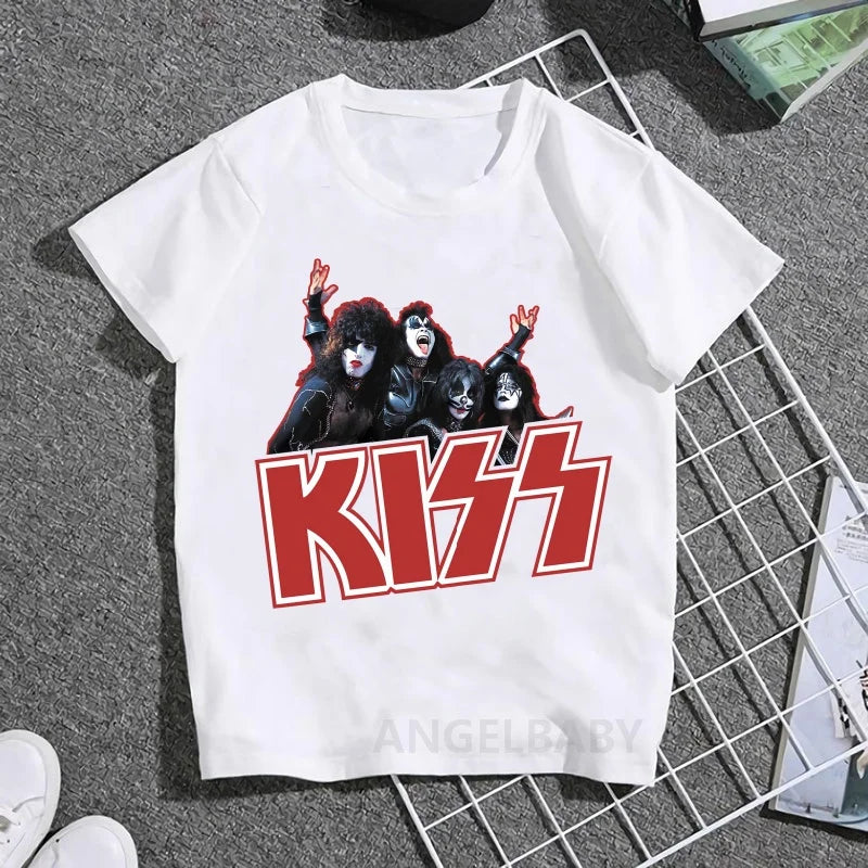 Stormtrooper Fans Kiss Rock Band Print Fashion Kids T shirt Girls Summer Tops Baby Boys Clothes Children Short Sleeve T-shirts
