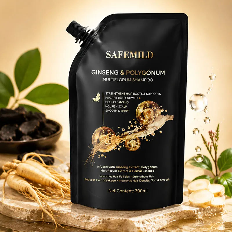 Hair Growth Shampoo Ginseng & Polygonum Multiflorum Shampoo Deep Cleaning Nourishing Smoothing Repairing Dry Damaged Hair Care