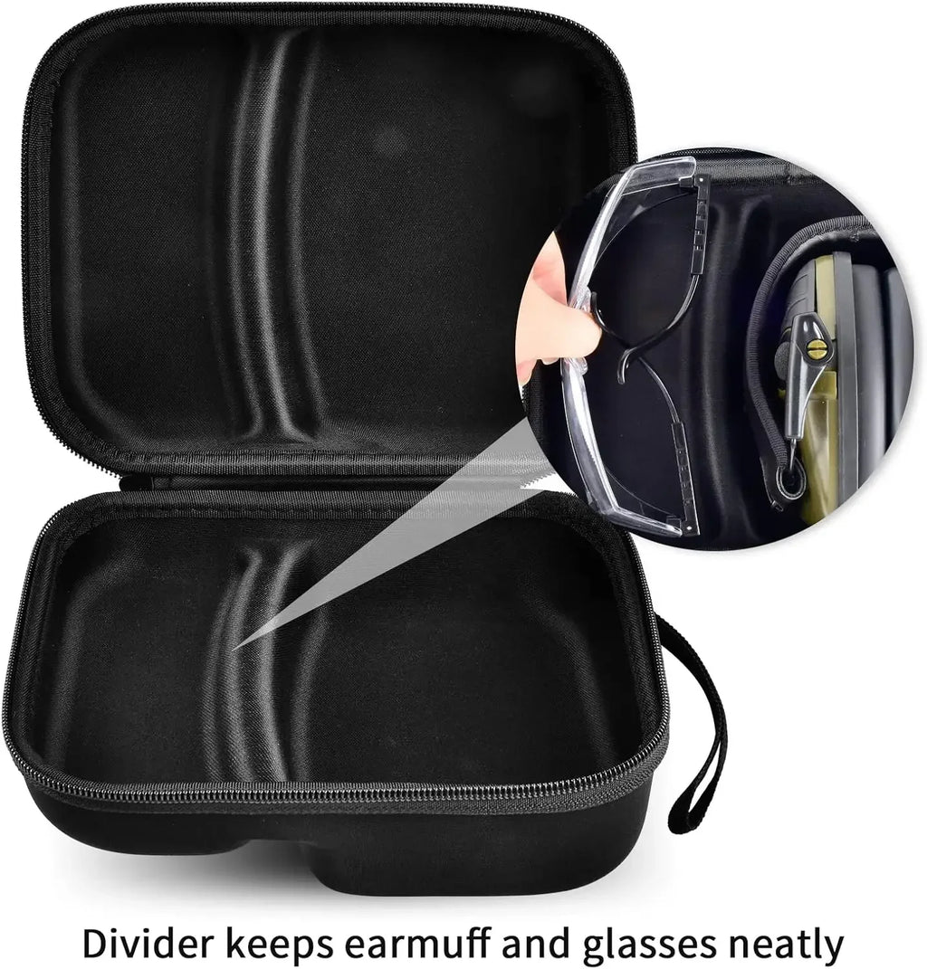Hard EVA Storage Case for Shooting Earmuffs, Portable Protective Carrying Bag for Noise Canceling Headphones & Safety Glasses