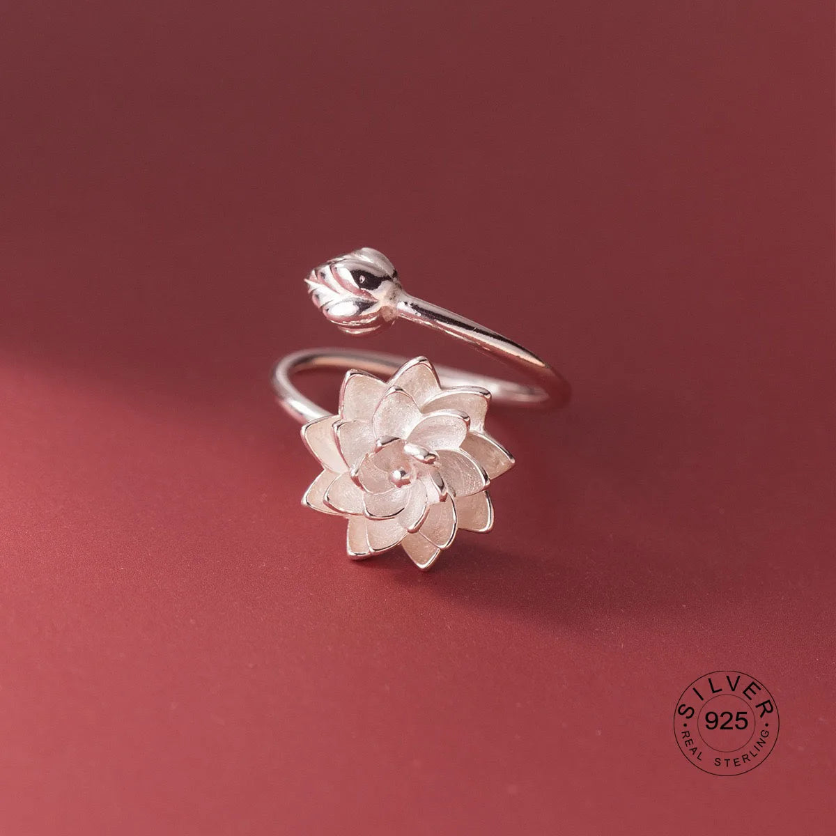 925 Sterling Silver Rings For Women Geometric Fine Jewelry Finger Adjustable Cute Flower Leaf Zirco Ring For Party Birthday Gift