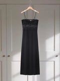 Sexy Lace Patchwork Spaghetti Strap Dresses Women's Slim Sleeveless Hip-wrap Ankle-length Dress 2026 New Ladies Evening Robe