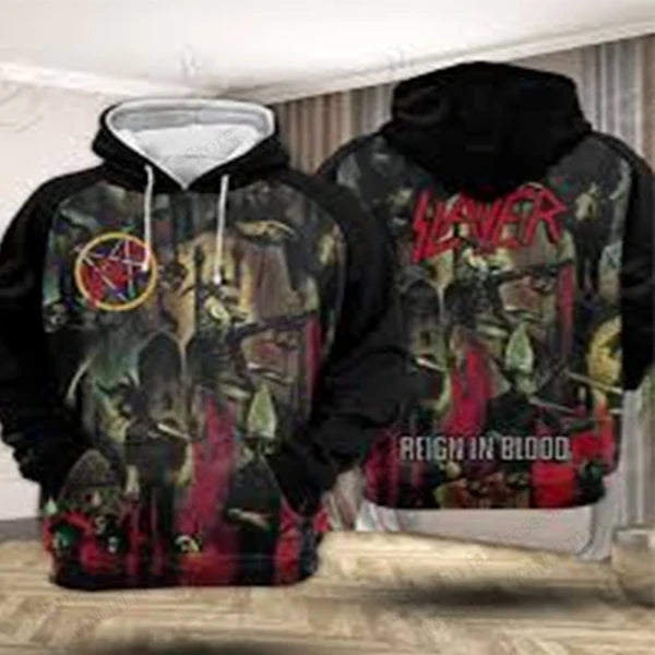 Slayer Hoodie Rock Band Slayer 3d Print Hoodies Men Women Fashion Oversized Hoodie Sweatshirt Women Sweats Men's Clothing Skull
