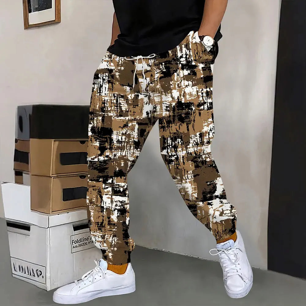 Men's Loose Pocket Draw Rope Sports Sweatpants Winter New Thick Warm Men's Sweatpants Fashion Color Skull Printed Sweatpants